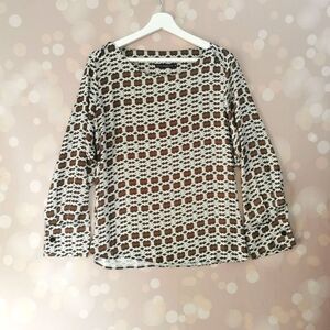 Loose fit US M non-iron geometric blouse long sleeve
